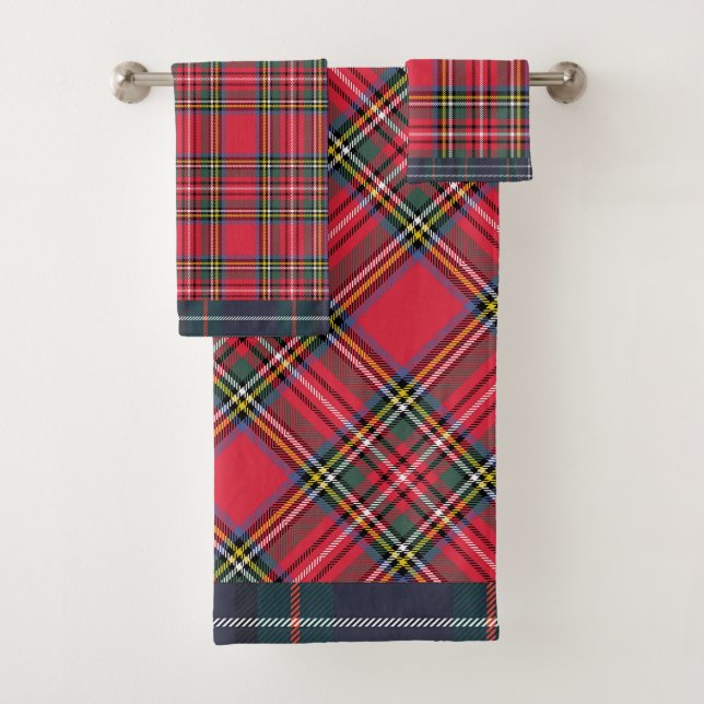 Holiday Red Mixed Plaid  Bath Towel Set (Insitu)