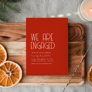Holiday Red Modern Engagement Party Invite