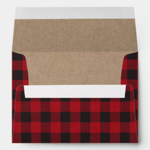 Holiday Red Plaid Tartan Kraft Envelope