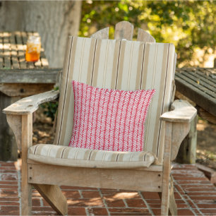 Holiday Red White Chevron Stripes on Reversible Cushion