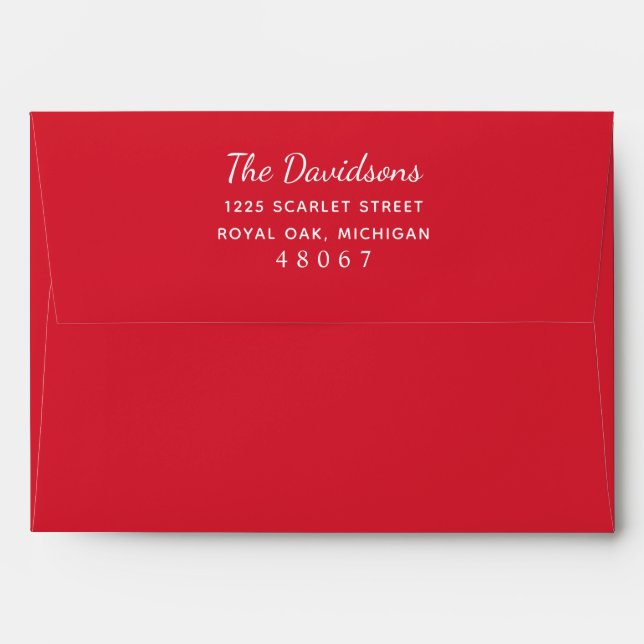 Holiday Red with White Snowflake Pattern Mailing Envelope (Back (Top Flap))
