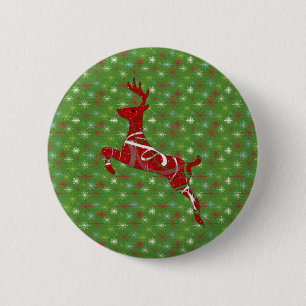 Holiday Reindeer 6 Cm Round Badge