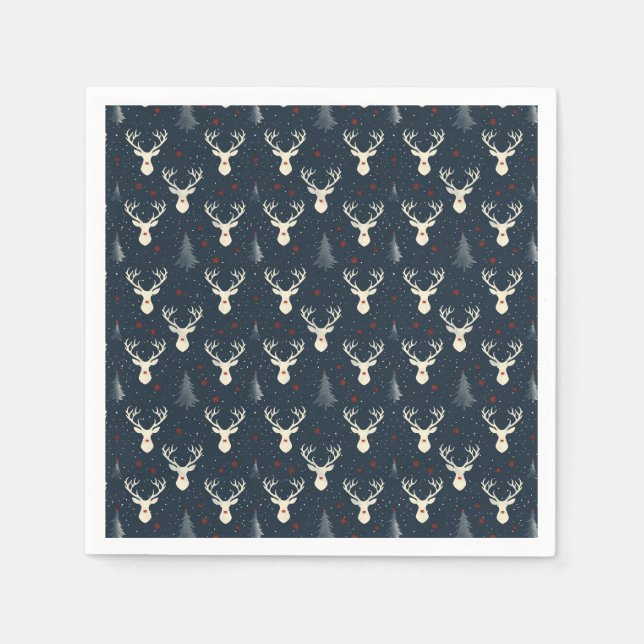 Holiday Reindeer, Christmas Tree, Snowflake Napkin (Front)