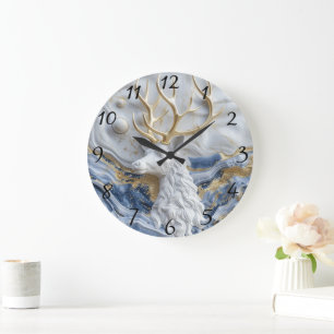 Holiday Reindeer Magic Display Large Clock