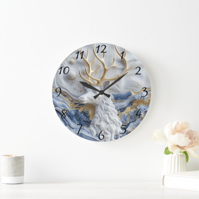 Holiday Reindeer Magic Display Large Clock (Home)