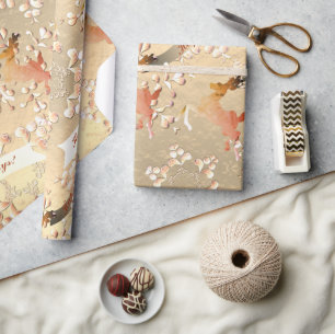 Holiday Reindeer Snowflakes on Rose Gold Wrapping  Paper