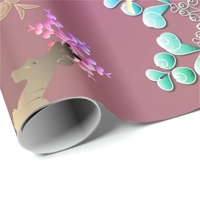 Holiday Reindeer Snowflakes Wrapping Paper (Roll Corner)