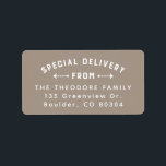 Holiday return address special delivery neutral label<br><div class="desc">This classic neutral beige holiday return address sticker is perfect to pair with your holiday moving announcement. With a cute "special delivery from" type treatment, this Christmas return address label is designed to coordinate with the Lea Delaveris Design New Address collection but can also work well with a variety of...</div>