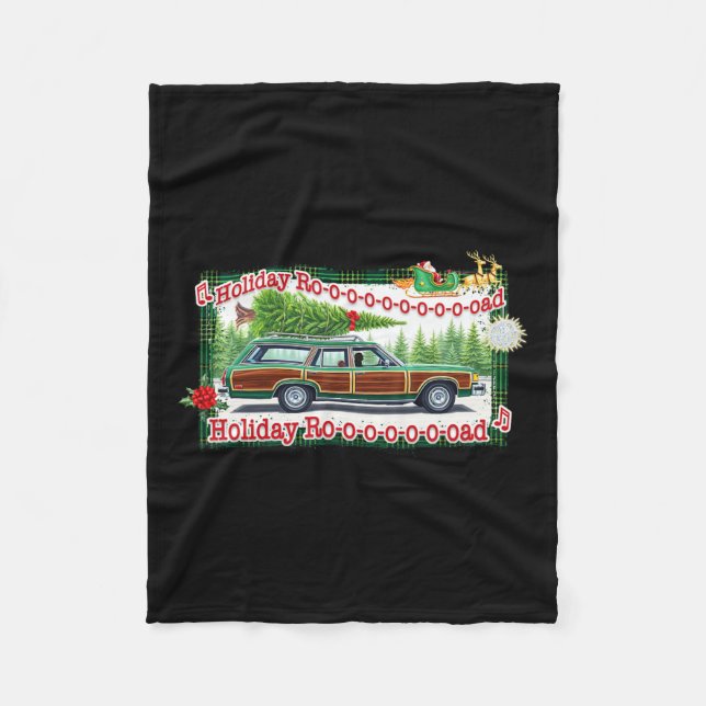 Holiday Road Christmas Tree  Fleece Blanket (Front)