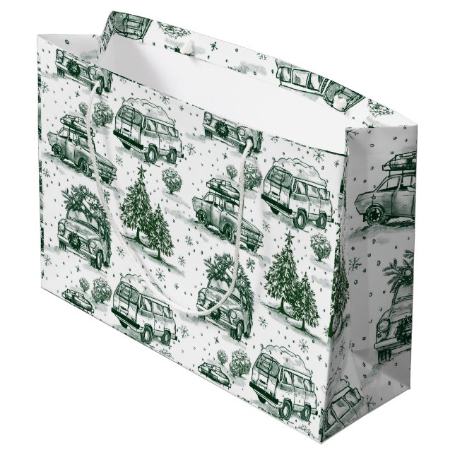 Holiday Road Trip Christmas Gift Bag | green (Back Angled)