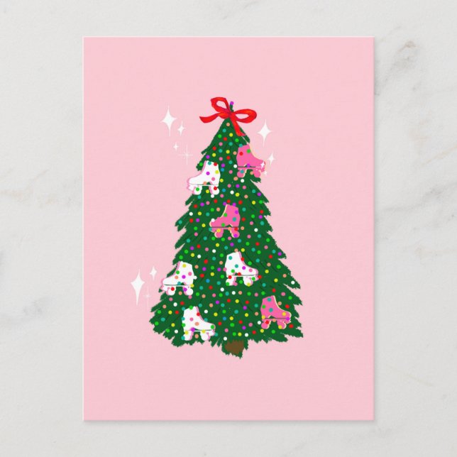 Holiday Roller Skate Ornaments Christmas Tree Postcard (Front)