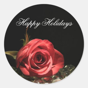 Holiday Rose Customisable Christmas Stickers