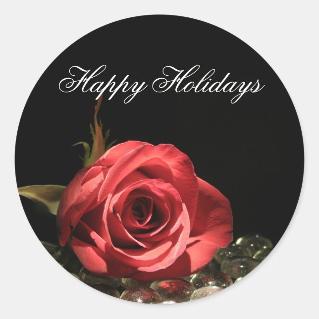 Holiday Rose Customisable Christmas Stickers (Front)