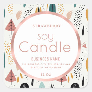 Holiday Rose gold foil soy candle Square Sticker