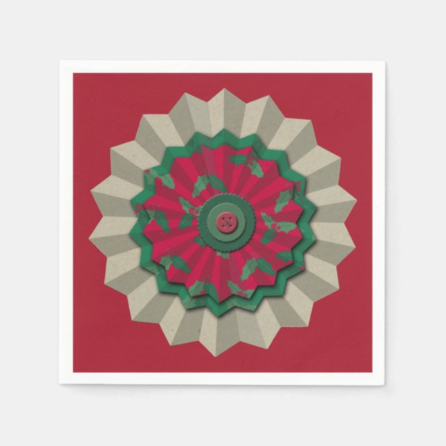 Holiday Rosette Holly  Napkin (Front)