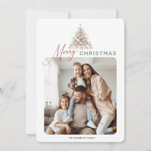 Holiday Rustic Evergreen 2 Photo Christmas Card