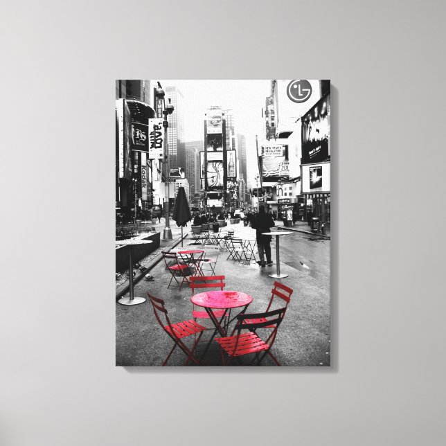 HOLIDAY SALE! Times Square Black White Red Canvas (Front)