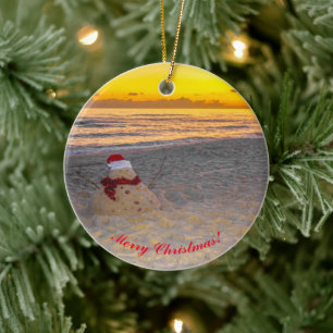 Holiday Sandman on the beach Ceramic Tree Decoration