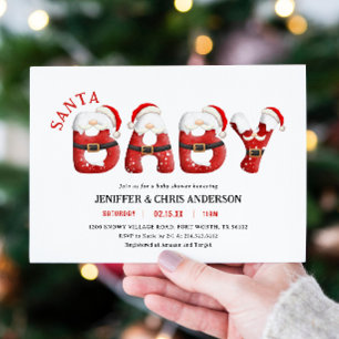 Holiday Santa Baby Winter Baby Shower Invitation