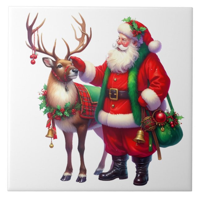 Holiday Santa Ceramic Tile (Front)