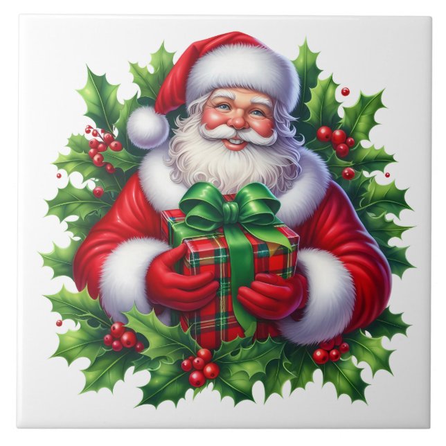 Holiday Santa Ceramic Tile (Front)