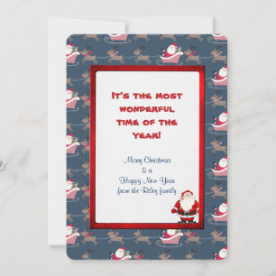 Holiday Santa Claus with reindeer and sleigh Card