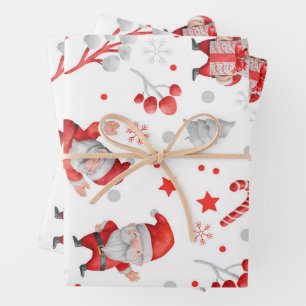 Holiday Santa Clause Red Christmas  Wrapping Paper Sheet