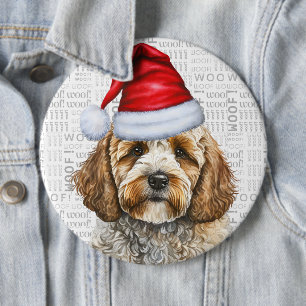 Holiday Santa Dog Christmas Cockapoo 6 Cm Round Badge