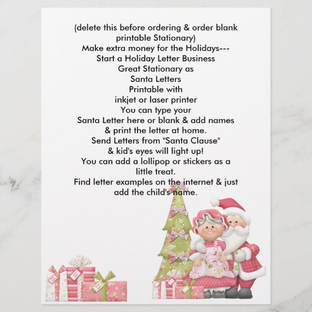 Holiday Santa Letterhead Letter Christmas Business (Front)