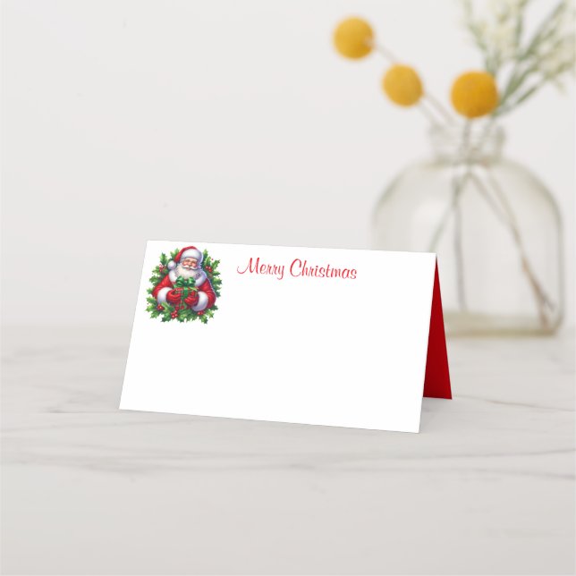 Holiday Santa Name Place Card (Front)
