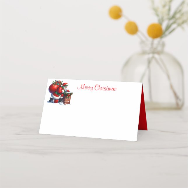 Holiday Santa Name Place Card (Front)