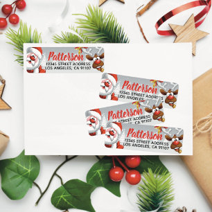 Holiday Santa & Reindeer Personalised Return Label