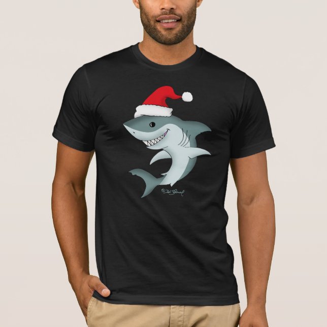 Holiday Santa Shark Christmas Dark T-Shirt (Front)