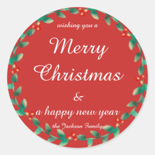 Holiday Script Bright Christmas trendy christmas Classic Round Sticker