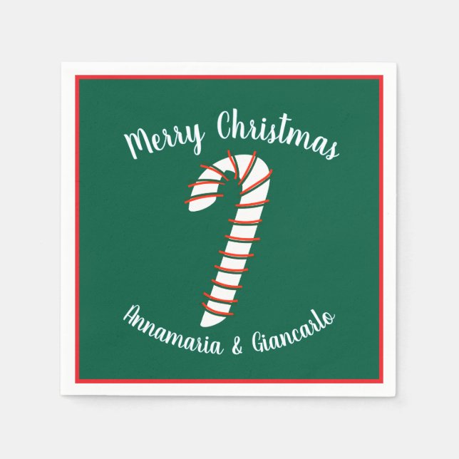 Holiday Season Artistic Candy Cane Personalized Napkin (Front)