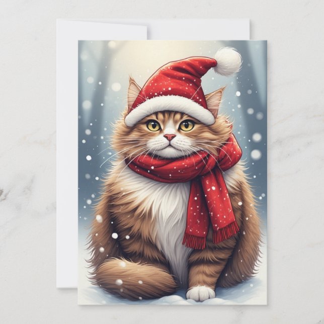 Holiday Season Cat Invitation (Front)