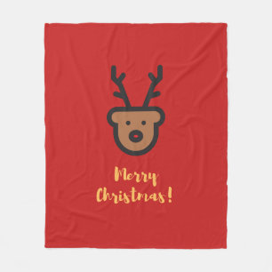  Holiday Season, Christmas, Cute Reindeer Fleece Blanket