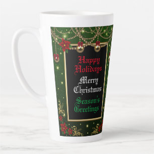 Holiday Season Decorations Green Frame Latte Mug