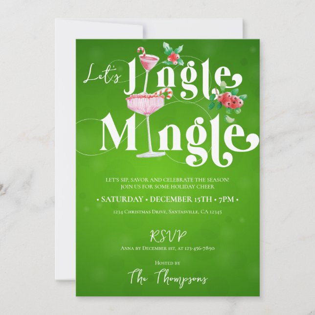 Holiday Season Jingle Mingle Xmas Christmas Party Invitation (Front)