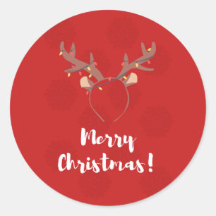 Holiday Season, Merry Christmas, Cute Reindeer Classic Round Sticker