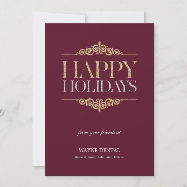 Holiday Shimmer Business Holiday Cards - Maroon (Front)