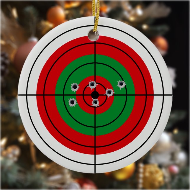 Holiday Shooting Target Gun Shooter Christmas Ceramic Tree Decoration (Creator Uploaded)