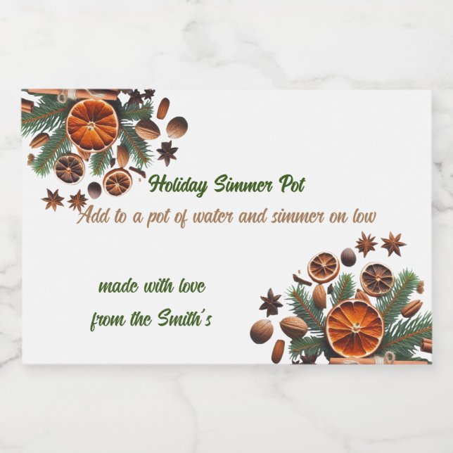 Holiday Simmer Pot Scents Food Label (Single Label)