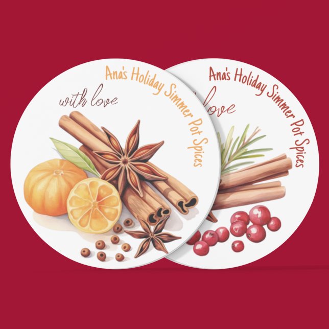 Holiday Simmer Pot Spices (Holiday simmer pot spices stickers and customizable food labels for gift giving. )