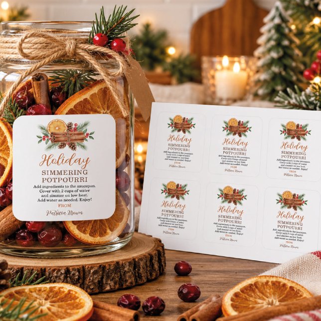 Holiday Simmering Potpourri Personalised Square Sticker (Creator Uploaded)