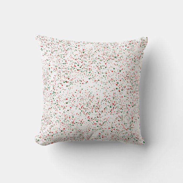 Holiday / Simple Green Red Splatter Cushion (Front)
