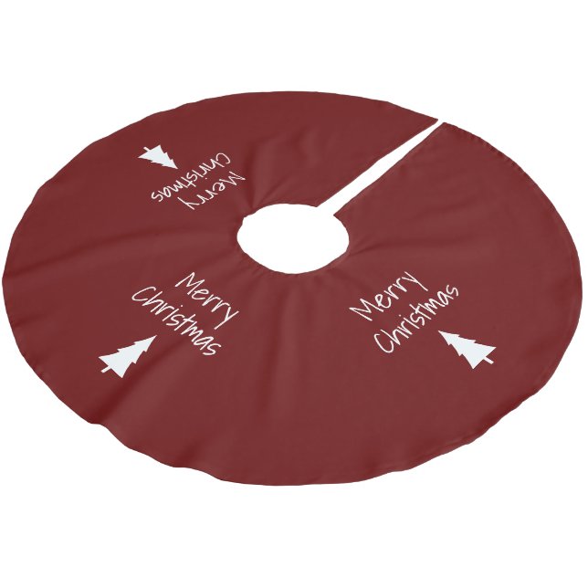 Holiday Simple Red Typography  Christmas  Brushed Polyester Tree Skirt (Angled)