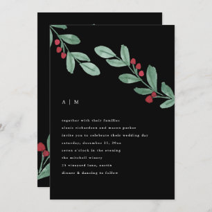 Holiday Simplicity   Christmas Greenery Wedding Invitation