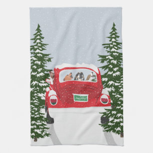 Holiday singing in the Car Tea Towel