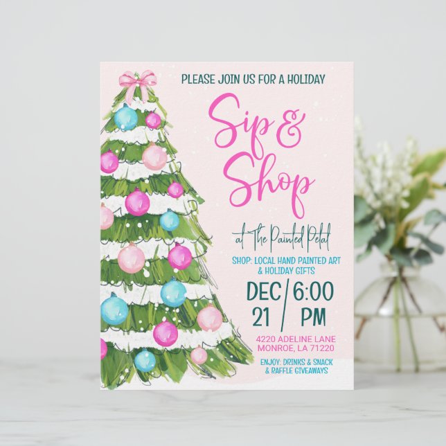 Holiday Sip and Shop 8.5 x 11 Flyer Custom Letterhead (Standing Front)